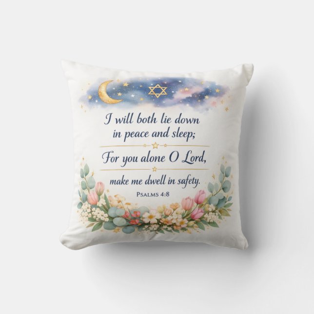 Almofada Arte de Parede para Quarto Salmo 4:8, Presente Jud (Frente)