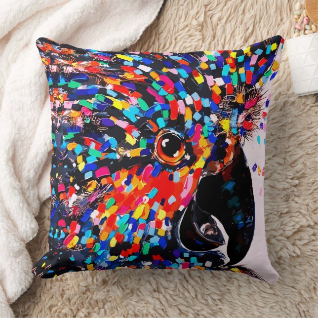 Almofada Arte de Parede Tropical de Aves Vibrante em Expres (Cobertor)