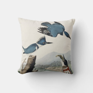 Almofada Arte de Pássaro Vintage Audubon Belted Kingfisher