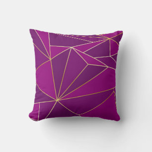 Almofada Arte de Polígono Roxo: Fundo Geométrico de Linha D