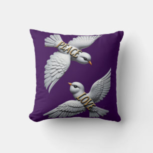 Almofada Arte de Pombo Elegante Paz & Amor