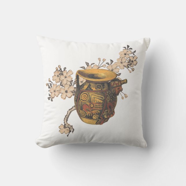 Almofada Arte de Potência Inspirada Indiana com Design Flor (Frente)