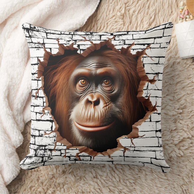 Almofada Arte de Quebra de Parede Orangutan 3D - Safari Rea (Cobertor)
