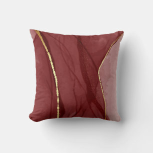 Almofada Arte de resina, fundo abstrato de marsala vermelho