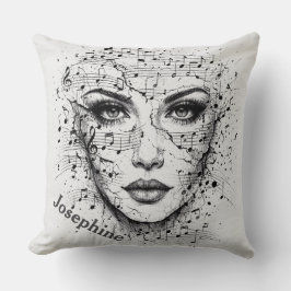 Almofada Arte de Rosto de Partitura de Música Personalizada