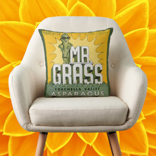 Almofada Arte de rótulo de caixa de frutas vintage Sr. Gras