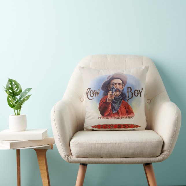 Almofada Arte de Rótulo de Charuto Antigo, Cowboy Acerta o  (Cadeira)