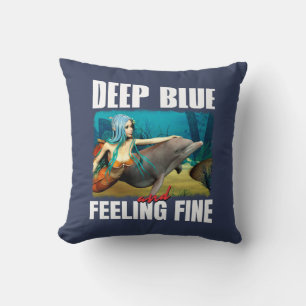 Almofada Arte de Sereia de Oceano Azul Sentimental