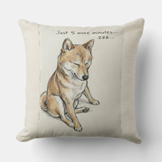 Almofada Arte de Soneca do Shiba Inu Sonolento "Só Mais 5 M