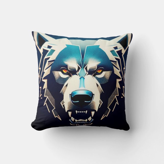 Almofada Arte de Urso Estilizado e Feroz com Destaques em N (Frente)
