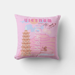 Almofada Arte de Viagem do Vietnã, Rosa
