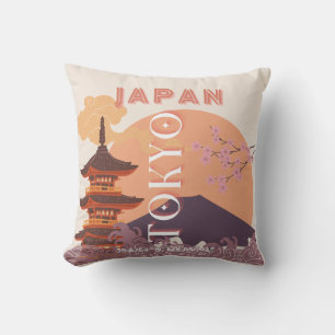 Almofada Arte de Viagem Tóquio Japão, Arte de Viagem Clássi