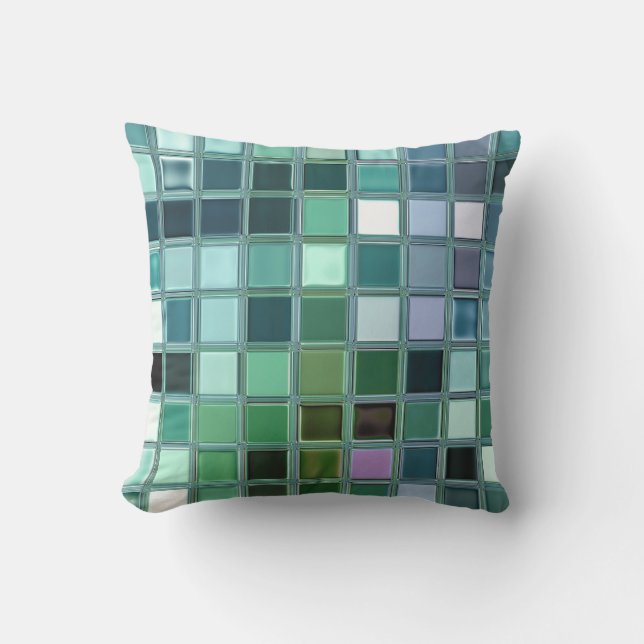 Almofada Arte de vidro do azulejo de mosaico da praia (Frente)