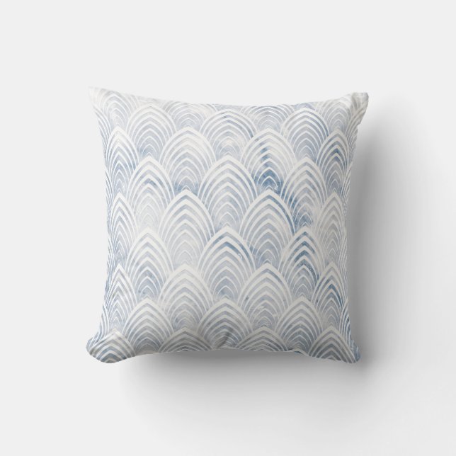 Almofada Arte Deco Escala Cinzas Azul Geometria Branca Marb (Frente)