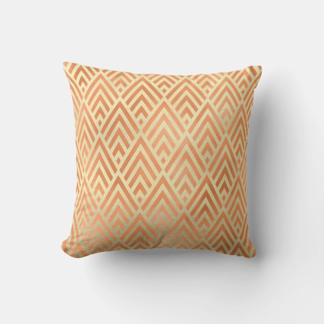 Almofada Arte Deco Triângulo Geometria Quente Dourado Coppe (Frente)