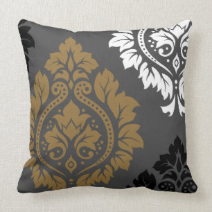 Almofada Arte decorativa do damasco mim branco preto