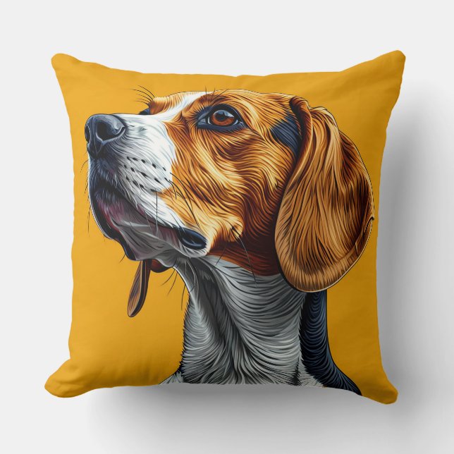 Almofada Arte digital colorida de um cão Beagle (Frente)