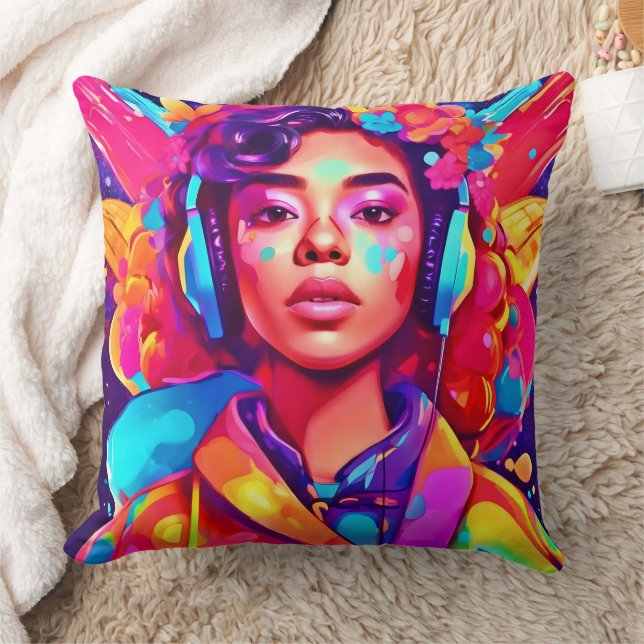 Almofada Arte Digital Funky Lady (Cobertor)