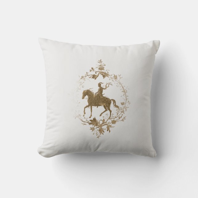 Almofada Arte do cavalo dourado  (Frente)