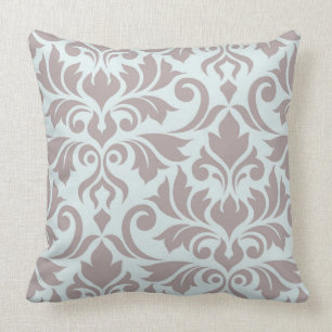 Almofada Arte do damasco do Flourish mim Taupe no azul do
