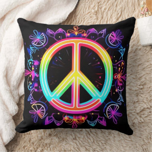 Almofada Arte do Símbolo de Paz Arco-Íris
