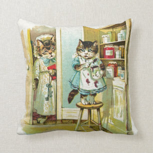 Almofada Arte do vintage: Roubo travado gatinho