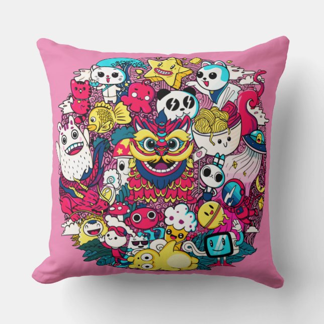 Almofada Arte Doodle Japonesa (Frente)
