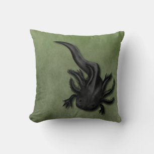 Almofada Arte dos Axolotls em preto e branco