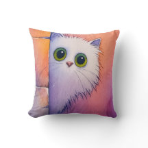 Arte em Aquarela Caprichosa de Gatinho Rosa Corado