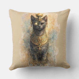 Almofada Arte em Aquarela da Deusa Gata Bastet do Antigo Eg