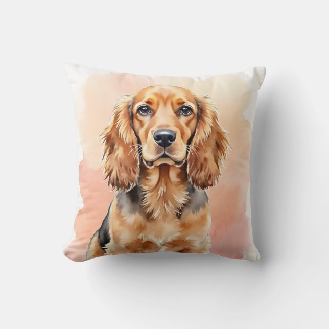 Almofada Arte em Aquarela Suave do Cocker Spaniel (Frente)