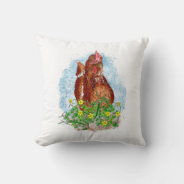 Almofada Arte em frango desenhada à mão