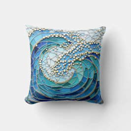 Almofada Arte em Mosaico do Mar de Ondas