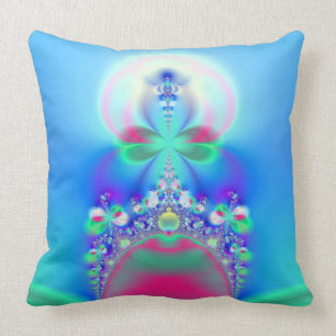 Almofada Arte feericamente cor-de-rosa e azul do Fractal da