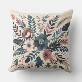 Almofada Arte floral de creme botânico moderno