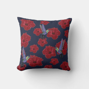 Almofada Arte floral do hibiscus dos colibris