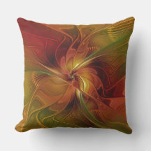 Arte Floral Fractal Abstrata Vermelha Laranja Marr