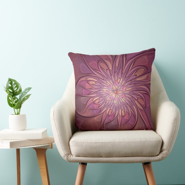 Almofada Arte floral fractal moderno abstrato cores de frut (Cadeira)