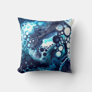Almofada Arte Fluida Azul Escuro e Marinho Branco