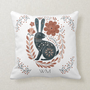 Almofada Arte Folclórica Personalizada do Coelho da Madeira