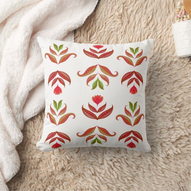 Almofada Arte Foliar Branca e Castanha Floral Elegante Russ (Cobertor)