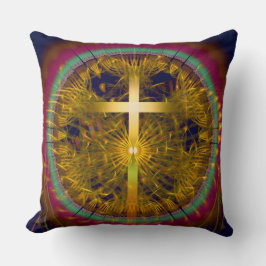 Almofada Arte fractal cruzada composição redonda