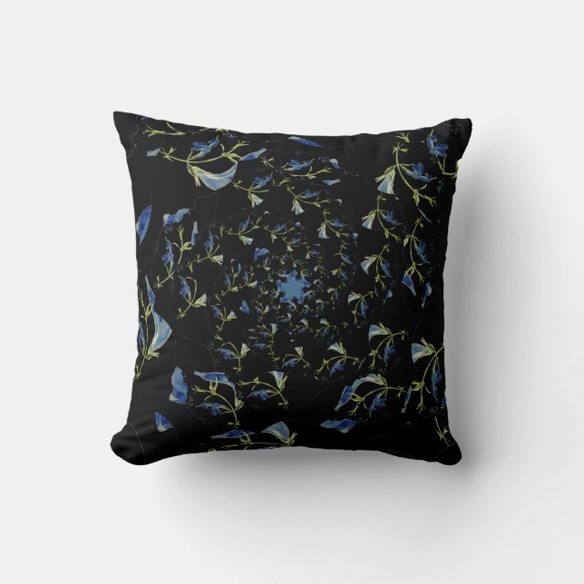 Almofada Arte fractal de Blue e Black Sage (Frente)