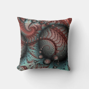 Almofada Arte fractal de fantasia vívida abstrata marrom az