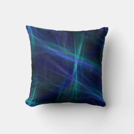 Almofada Arte Fractal de Névoa Azul Verde Abstrata