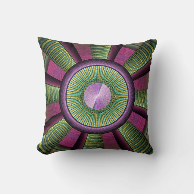 Almofada Arte Fractal Decorativa Moderna Arredondada E Colo (Frente)