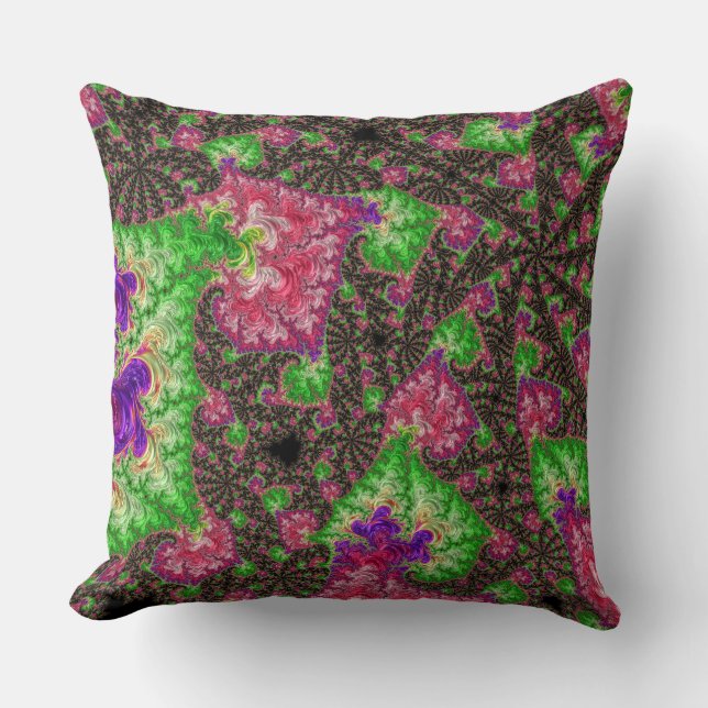 Almofada Arte Fractal Espiral Groovy Boho Hippie Funky (Frente)