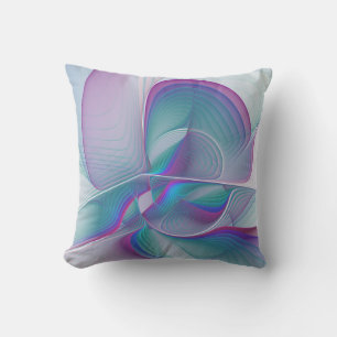 Almofada Arte Fractal Turquesa Azul Cor-de-Rosa Moderna