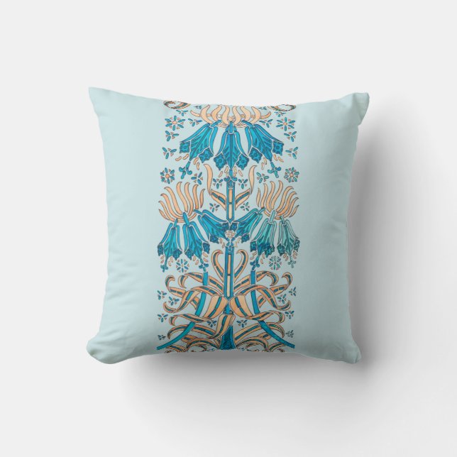 Almofada Arte Francesa Nouveau Floral Blue Cream (Frente)
