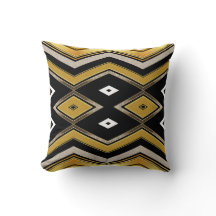 Arte Geométrica Moderna Deco Dourado ZigZag Cushio